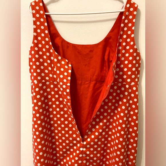 Orange and white polkadots empire waist summer dress - Picture 5 of 5